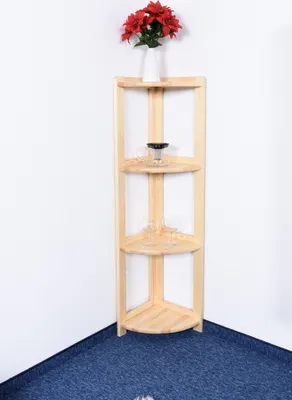 Produktbild von Eckregal aus massivem Kiefernholz mit 4 Ablagen, 124x40x30 cm (HBT)