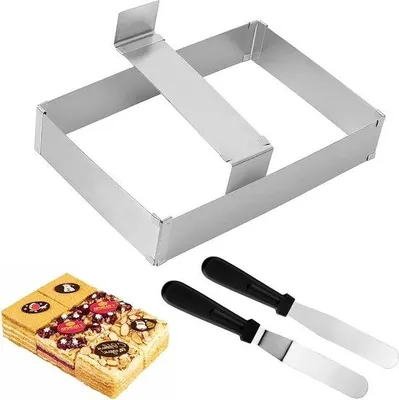 Image de Plaque de cuisson rectangulaire en acier inoxydable - pour la cuisson de pizzas et de tartes.