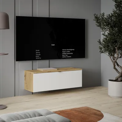 Image de FORTE LIBERTAD : Meuble TV moderne, étagère basse pour télévision, disponible en 100 cm, 200 cm et 300 cm