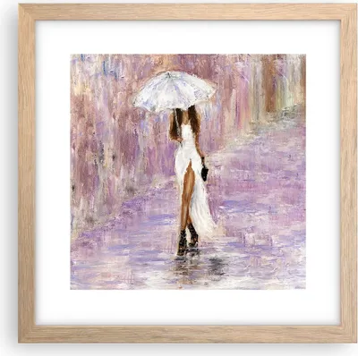 Produktbild von Gerahmtes Poster - Rahmen in heller Eiche - Frau Regenschirm - 30x30 cm - Wand Bild - Wanddeko - Wandbilder - Kunstposter - Wandposter - Bilderrahmen - Bilder - Kunstdruck - Wandbild - P2NAC30x30-3822