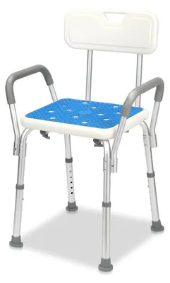 Produktbild von Duschstuhl mit Rückenlehne & Armlehnen höhenverstellbar 41-53,5 cm Weiß