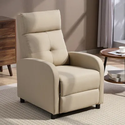 Produktbild von Relaxsessel mit Liegefunktion, Taschenfederkern, Fernsehsessel Polstersessel, Beige | 87 x 67 x 98 cm | bis 150 kg | Rückenlehne 155°