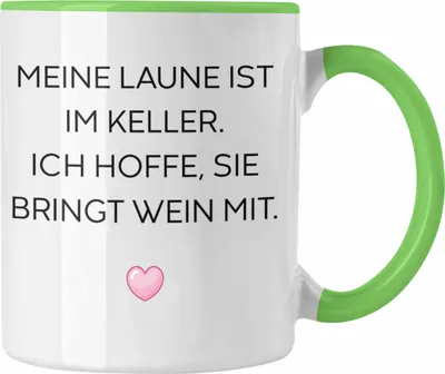 Produktbild von Trendation - Lustige Tasse mit Spruch für Frauen Männer Arbeit Büro Lustig Tassen Becher mit Sprüchen Kollegin Geschenk Sarkasmus Wein Liebhaberin (Grün)