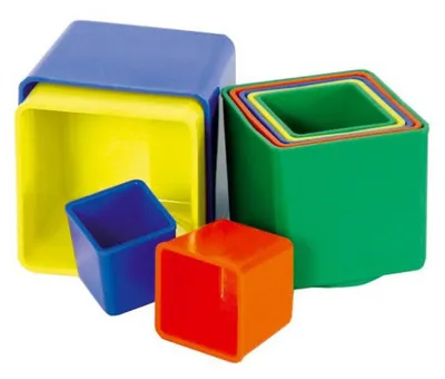 Image de Puzzle en forme de pyramide cubique, en plastique, 4 couleurs, 9 pièces dans un sachet, dimensions : 9x9x9 cm, à partir de 12 mois
