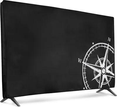 Produktbild von kwmobile 43" TV Hülle - Indoor Fernseher Bildschirmschutz Abdeckung - TV Bildschirm Staubschutzhülle - Kompass Vintage Weiß Schwarz