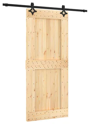 Obrázok produktu pre vidaXL Posuvné dvere v prírodnej a čiernej farbe, 90 x 210 cm, masívna borovica