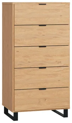 Produktbild von Kommode Patitas 05, Farbe: Eiche - Abmessungen: 122 x 63 x 47 cm (H x B x T)