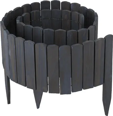 Produktbild von Relaxdays Beeteinfassung, 200 cm lang, flexibel, Sichthöhe: 20 cm, zum Stecken, Holz, Beetzaun, Rasenkante, anthrazit