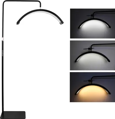 Produktbild von Halbmond Bodenfülllicht, einstellbare Farbtemperatur 3200K-5600K, Netzstromquelle, Fernbedienung enthalten, schwarz