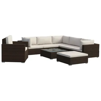 Produktbild von vidaXL 8-tlg. Garten-Lounge-Set mit Auflagen Poly Rattan Braun