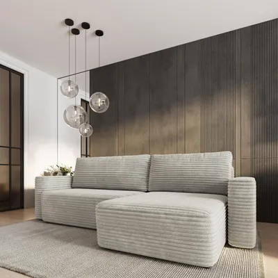 Produktbild von Masseno Ecksofa TELIN mit Schlaffunktion L-Form, Sofa mit Bettkasten, Wohnzimmersofa, Couch, Soffa, Bettsofa, Couchgarnitur- Hellgrau, TILIA 83