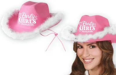 Immagine prodotto di Cappello da cowboy Marabou Rosa Party Girls Stag Party Carnival Accessory Western Costume Idea, Colore: Pink / White
