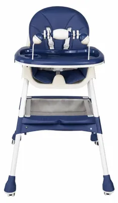 Productafbeelding van Baby hoogstoel - 3-in-1 kinderstoel - Opvouwbaar - Draagbaar - Gekussend - Dubbel eetblad - Speelgoedhouder - Blauw