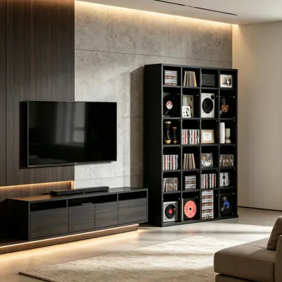 Produktbild von CD-Regal als DVD-St?nder und Medienregal mit Kippschutz, einstellbaren Zwischenb?den, Schwarz, fš¹r das Wohnzimmer