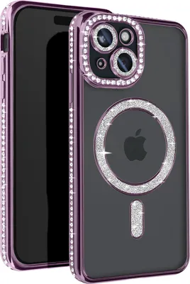 Produktbild von Avizar, Diamant-Hülle für iPhone 15 – MagSafe-Schutz mit Strass-Rand, Violett