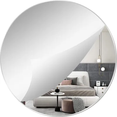 Produktbild von Runder Wandspiegel selbstklebender Kreis - 40 cm HD große Make-up Spiegel für Badezimmer und Schlafzimmer