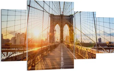 Produktbild von Bild auf Leinwand - Leinwandbild - New York Brücke - 160x90cm - Wand Bild - Wanddeko - Wandbilder - Leinwanddruck - Bilder - Kunstdruck - Wanddekoration - Leinwand bilder - Wandkunst - DL160x90-3707