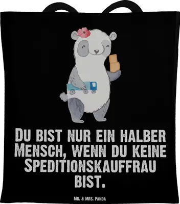 Produktbild von Mr. & Mrs. Panda Stoffbeutel Speditionskauffrau Herz - Schwarz - Geschenk, Jutebeutel, Shopping Tasche, Laptoptasche, Beutel, Tote Bag