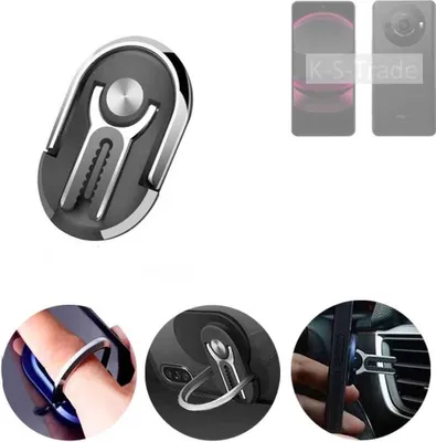Produktbild von K-S-Trade 3in1 Smartphone-Ring Handy-Ring kompatibel mit Sharp Aquos R8 Pro Fingerhalterung  Handyring Tischständer Lüftungsgitter-Halterung Tisch