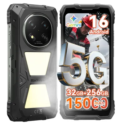 Obrázek produktu pro Blackview ROCK 2 Pro 6,67" 5G outdoorový smartphone s baterií 15000 mAh, IP69K/IP68 a 400 lm kempingovou lampou, robustní, odolný, extrémně výkonný