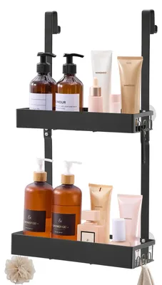 Produktbild von SONGMICS Duschablage ohne Bohren, 2 Ebenen Duschregal zum Hängen, Schwarz