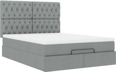 Produktbild von Ottoman-Bett mit Matratze Hellgrau 140x190 cm Stoff
