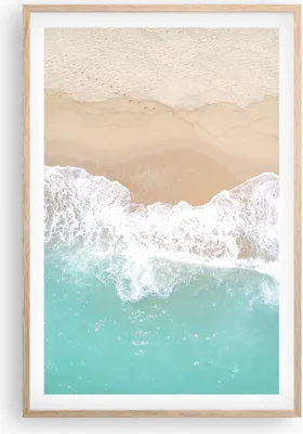 Produktbild von Gerahmtes Poster - Rahmen in heller Eiche - Meer Welle Sand - 61x91,5 cm - Wand Bild - Wanddeko - Wandbilder - Kunstposter - Wandposter - Bilderrahmen - Bilder - Kunstdruck - Wandbild P2NPA61x91-3937