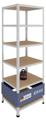Obrázek produktu pro Kovový regál - Pozinkovaný - 6 polic - 200 x 70 x 60 cm - 145 kg na polici - Garáž a sklep