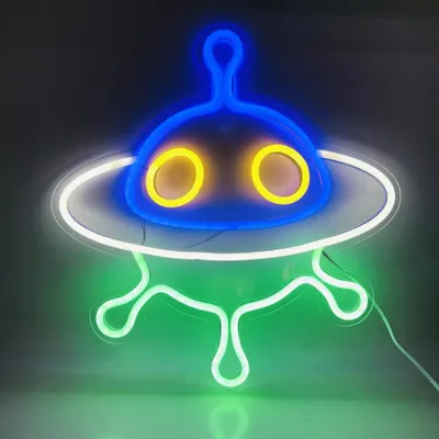 Immagine prodotto di Luce LED NEON, applique decorativa, astronave UFO verde colorata, circa 40 x 38 x 2 cm