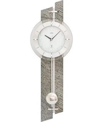 Produktbild von AMS 5306 Wanduhr Funk Funkwanduhr mit Pendel Stein Pendeluhr