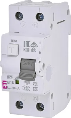 Zdjęcie produktu dla KZS-2M A B16/0.03 Wyłącznik różnicowoprądowy z zabezpieczeniem nadprądowym