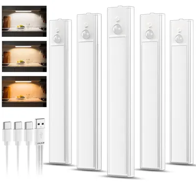 Produktbild von 5 wiederaufladbare LED-Unterbauleuchten, 3 Farbtemperaturen, dimmbar mit Bewegungsmelder