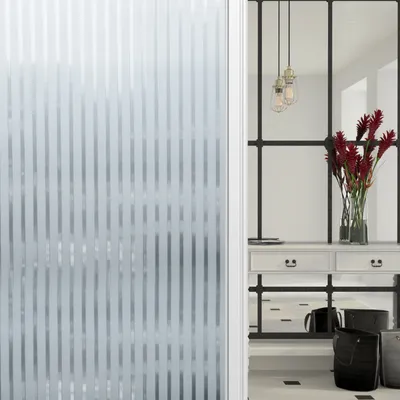 Produktbild von Fiqops Sichtschutzfolie Bad Fenster Blickdicht Selbstklebend 3D Fensterfolie Spiegelfolie Streifen 60*200cm
