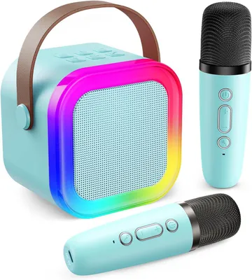 Produktbild von Karaoke Maschine, Bluetooth Karaoke, Karaoke Anlage, Mini Karaoke, Tragbarer Bluetooth Lautsprecher mit 2 Mikrofonen