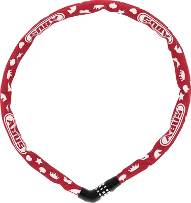 Produktbild von ABUS Kettenschloss Steel-O-Chain 4804C SYMBOLS – Zahlenschloss für Kinderfahrräder – ABUS-Sicherheitslevel 3 – 75 cm – Rot