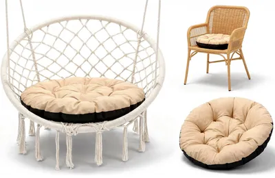 Immagine prodotto di Cuscino da esterno rotondo, diametro 60 cm. Cuscino per seduta da esterno, ideale per sedie da giardino. Colore: beige