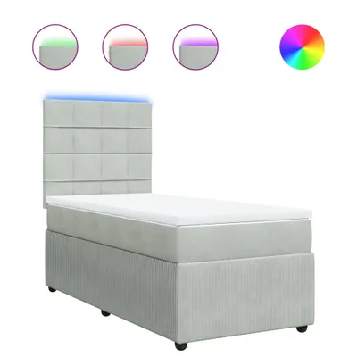 Produktbild von Boxspringbett mit Matratze Hellgrau 90x200 cm Samt