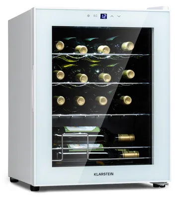 Image de Klarstein Shiraz Cave a Vin, Réfrigérateur à Vin à une Zone, Cave à Vin de Vieillissement, Prosecco et Bière, Ecran Tactile, Réfrigérateur de Bar, Frigo, Étagères en Métal, 5-18°C, 16 Bouteilles
