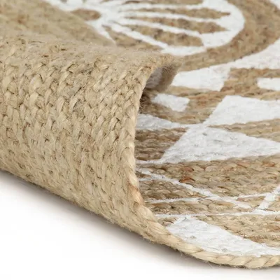 Produktbild von vidaXL Teppich Handgefertigt Jute Weißer Druck 90 cm
