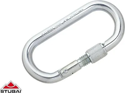 Produktbild von STUBAI Stahl-Karabiner | Stahlkarabiner OVAL mit Easylock 2500 EL Verschluß | Schraubkarabiner | Karabinerhaken | Karabiner zum Klettern, Topropen, Industrieklettern