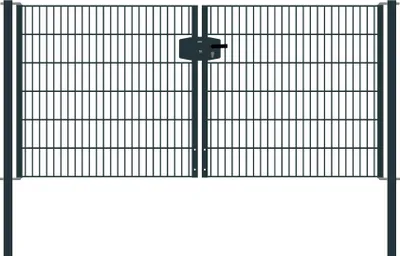 Produktbild von Drahtgittertor 2-flügelig, Durchgangslichte: 264 cm, Gesamtbreite inkl. Pfosten: 276 cm - Ausführung: anthrazit beschichtet, Höhe: 123 cm