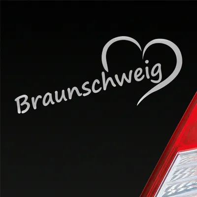 Produktbild von Auto Aufkleber Braunschweig Herz Stadt City Liebe Love 19,5x8 cm Silber Sticker Heckscheibenaufkleber