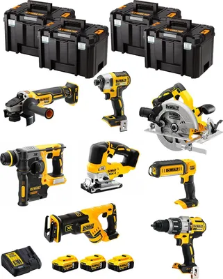 Zdjęcie produktu dla Zestaw DeWALT DWK805T (DCD996 + DCH273 + DCG405 + DCF887 + DCS334 + DCS367 + DCS570 + DCL050 + 3 x 5,0 Ah + DCB115 + 4 x TSTAK VI)