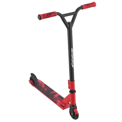 Obrázek produktu pro Dětská koloběžka 24631, kaskadérská, triková koloběžka, s 360° řízením a 100 mm hliníkovými koly, černo-červená