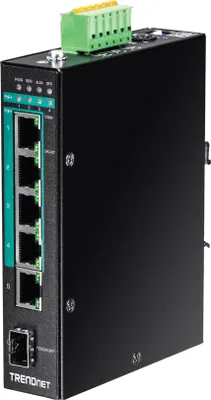 Produktbild von TRENDnet TI-PG541i 6-Port Switch PoE+ Industrial Gigabit Layer 2 DIN-Rail