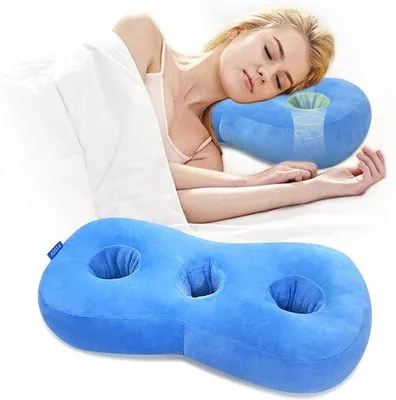 Produktbild von Famanu Ohrenschutzkissen mit Ohrlöchern für Seitenschläfer - Blau