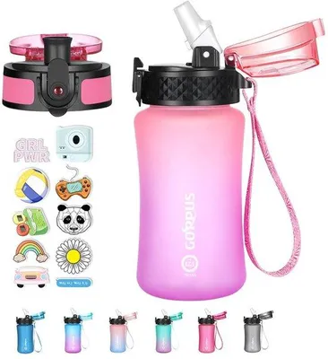 Immagine prodotto di Borraccia per bambini da 350 ml con cannuccia, senza BPA, per bambine