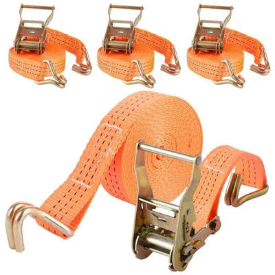 Zdjęcie produktu dla Pasy nośne, udźwig 3000 kg, 4 sztuki, długość 6 metrów, szerokość 38 mm, kolor pomarańczowy, z zaczepami