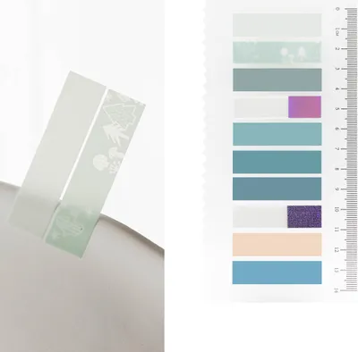 Produktbild von Winter Blue Haftstreifen-Set | Haftnotizen Transparent  | Klebzettel | Tabs und beschreibbare Etiketten | Seitenmarkierung | Textstreifen |