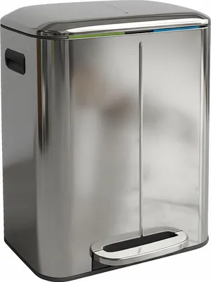 Obrázek produktu pro Odpadkový koš Relaxdays se 2 přihrádkami, 2x 20 l, vyjímatelné vnitřní koše, systém Softclose, nožní pedál, nerezová ocel, třídič odpadu do kuchyně, stříbrný